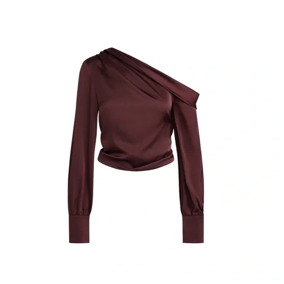 NWT LIONESS DAYDREAM OFF SHOULDER TOP IN GARNET - Picture 1 of 8